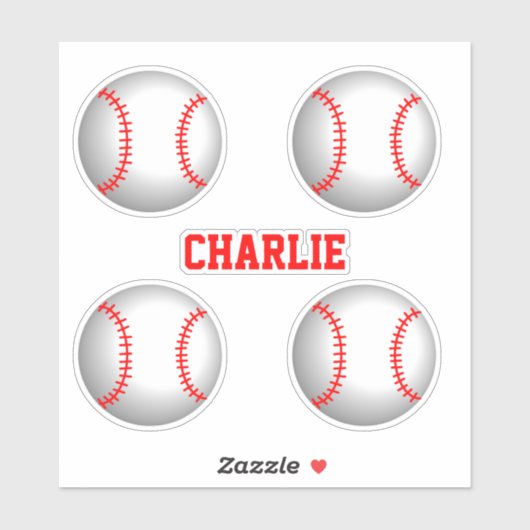 Baseballs met rode stiksels en aangepaste naam sticker (Vel)