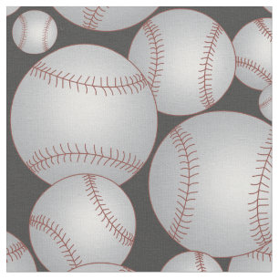 Baseballs Pattern Grey Stof