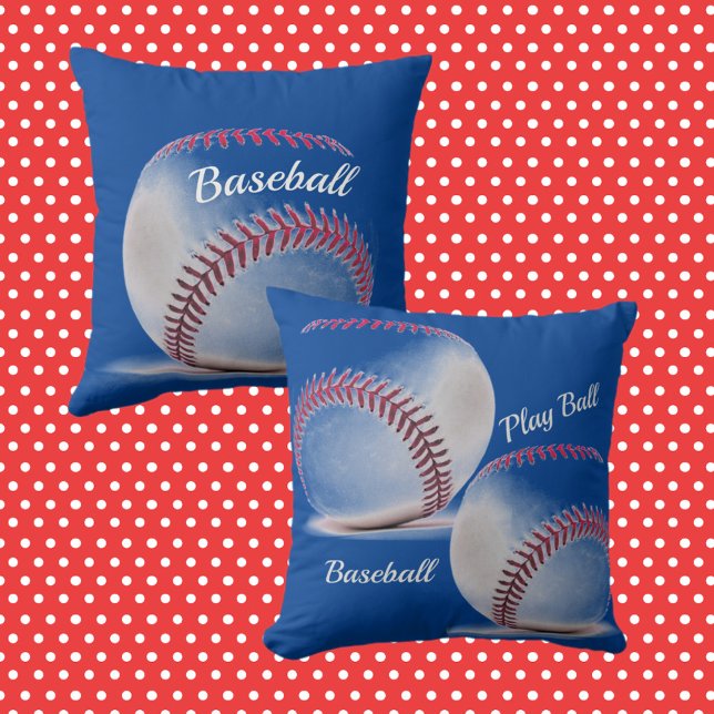 Baseballs rood wit en blauw sportief kussen (Creator heeft geüpload)
