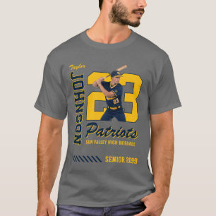 Baseballspeler op maat gemaakte fototruitensnummer t-shirt