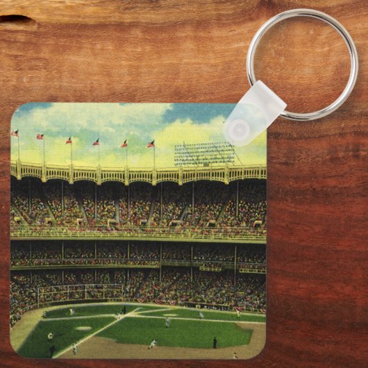 Basebalstadion sport met gewassen Sleutelhanger (Achterkant)