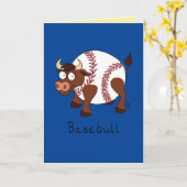 Basebull - Funny Baseball Bull Card Kaart (Gele Bloem)