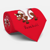 Basebull Funny Baseball Bull Cravate des hommes (Roulé)