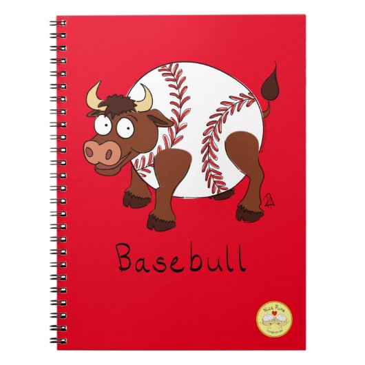 Basebull Funny Baseball Bull Notitieboek (Voorkant)