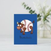 Basebull Funny Bull Baseball Briefkaart (Staand voorkant)