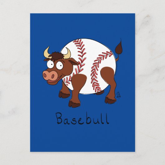 Basebull Funny Bull Baseball Briefkaart (Voorkant)