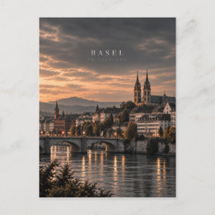 Basel Cinematic Monochrome Stads Kunst Briefkaart