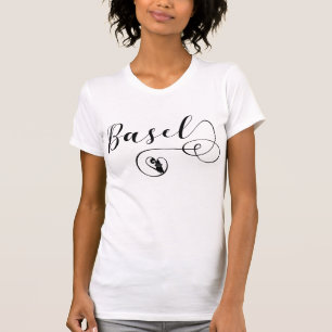 Basel Flag Heart, Bazel, Zwitserland T-shirt