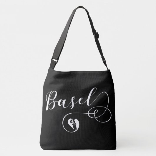 Basel Flag Heart, Zwitserland, Bazel Crossbody Tas (Achterkant)