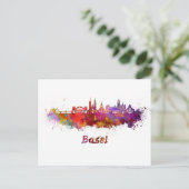 Basel skyline in watercolor briefkaart (Staand voorkant)