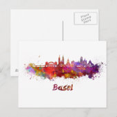 Basel skyline in watercolor briefkaart (Voorkant / Achterkant)