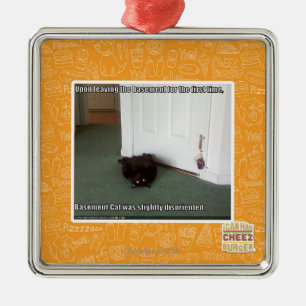 Basement Cat, enigszins gedesoriënteerd Metalen Ornament
