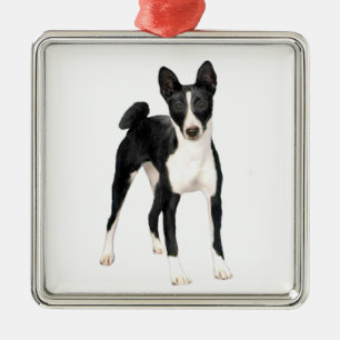 Basenji (B) - zwart-wit Metalen Ornament