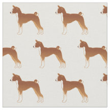 Basenji Basic Breed Silhouette Tiled Fabric
