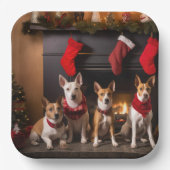 Basenji bij de open haard Kerstmis Papieren Bordje (Voorkant)