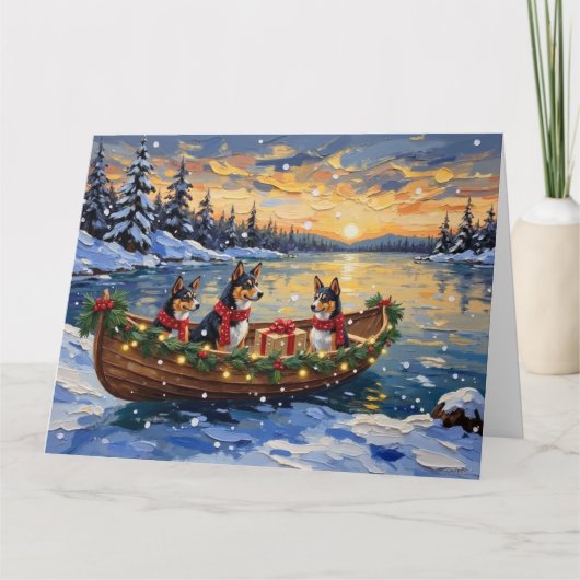 Basenji Christmas Boat Holiday Kaart (Voorkant)