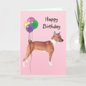 Basenji, de Ballons van de Verjaardag Kaart (Voorkant)