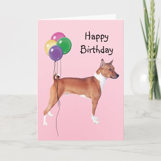 Basenji, de Ballons van de Verjaardag Kaart (Voorkant)