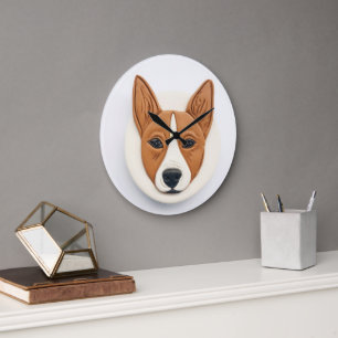 Basenji Dog 3D geïnspireerd Grote Klok