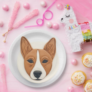 Basenji Dog 3D geïnspireerd Papieren Bordje