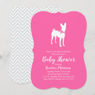 Basenji Dog Baby shower Girl Pink Kaart
