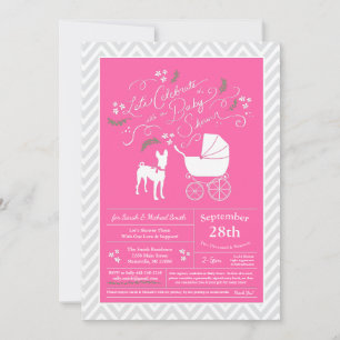 Basenji Dog Baby shower Girl Pink Kaart