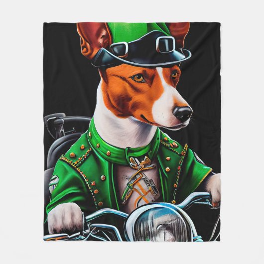 Basenji Dog fiets St. Patrick's Day Fleece Deken (Voorkant)