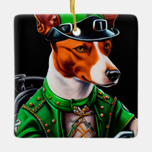 Basenji Dog fiets St. Patrick's Day Keramisch Ornament