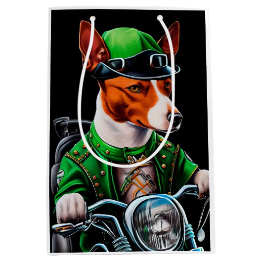 Basenji Dog fiets St. Patrick's Day Medium Cadeauzakje (Voorkant)