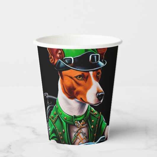 Basenji Dog fiets St. Patrick's Day Papieren Bekers (Voorkant)