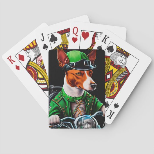 Basenji Dog fiets St. Patrick's Day Pokerkaarten (Achterkant)