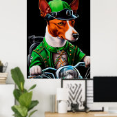 Basenji Dog fiets St. Patrick's Day Poster (Thuiskantoor)