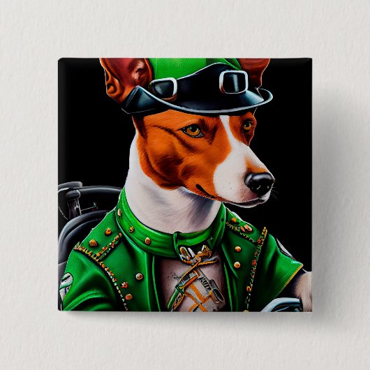 Basenji Dog fiets St. Patrick's Day Vierkante Button 5,1 Cm (Voorkant)