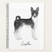 Basenji Dog in zwart-wit met aangepaste tekst Planner (Voorkant)
