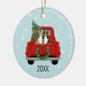 Basenji Dog Kerstfeestdag Keramisch Ornament (Links)