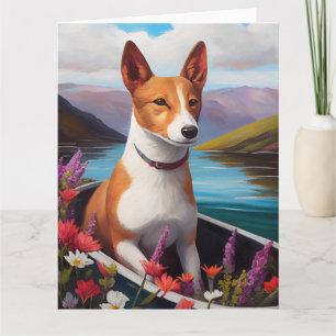 Basenji Dog op een peddel: Een Schilderachtig avon Kaart