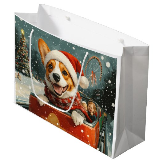 Basenji Dog Roller Onderzetter Kerst Groot Cadeauzakje (Voorkant Gekanteld)