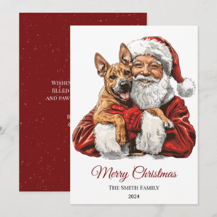 Basenji Dog Santa Claus Kerstmis Feestdagenkaart