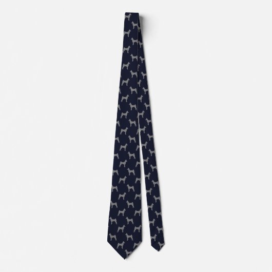 Basenji Dog Silhouettes Pattern Blue en Grey Stropdas (Voorkant)