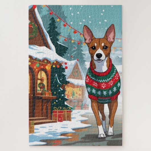 Basenji Dogs Christmas Snow Holiday  Legpuzzel (Verticaal)