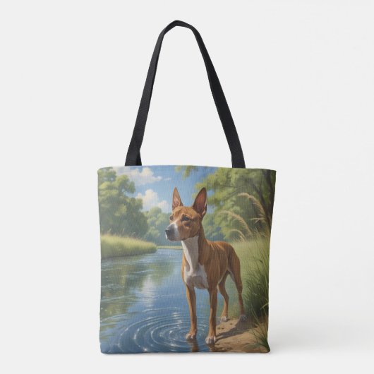 Basenji Elegant Schouder Canvas tas (Achterkant)
