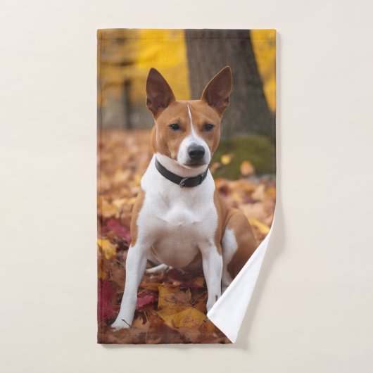 Basenji en automne Feuilles automne Inspiration (Serviette à main)
