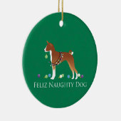 Basenji Feliz Naughty Dog Kerstmis Keramisch Ornament (Rechts)