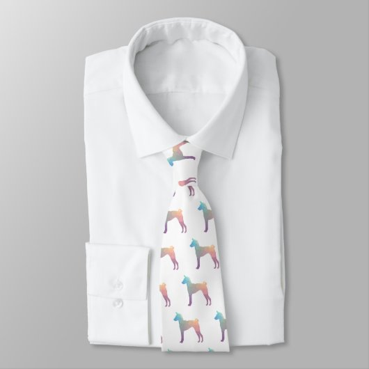 Basenji Geometric Pattern Silhouette Pastel Stropdas (Gebonden)