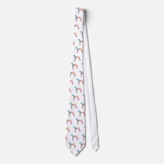 Basenji Geometric Pattern Silhouette Pastel Stropdas (Voorkant)