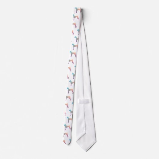 Basenji Geometric Pattern Silhouette Pastel Stropdas (Achterkant)