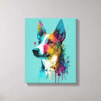 Basenji - Graffiti Neon Ink Splash Canvas Afdruk