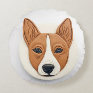 Basenji Hond 3D Geïnspireerd Rond Kussen