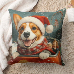 Basenji Hond Achterbaan Kerstmis Kussen
