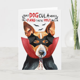 Basenji Hond Grappig Count DOGcula Halloween Feestdagen Kaart